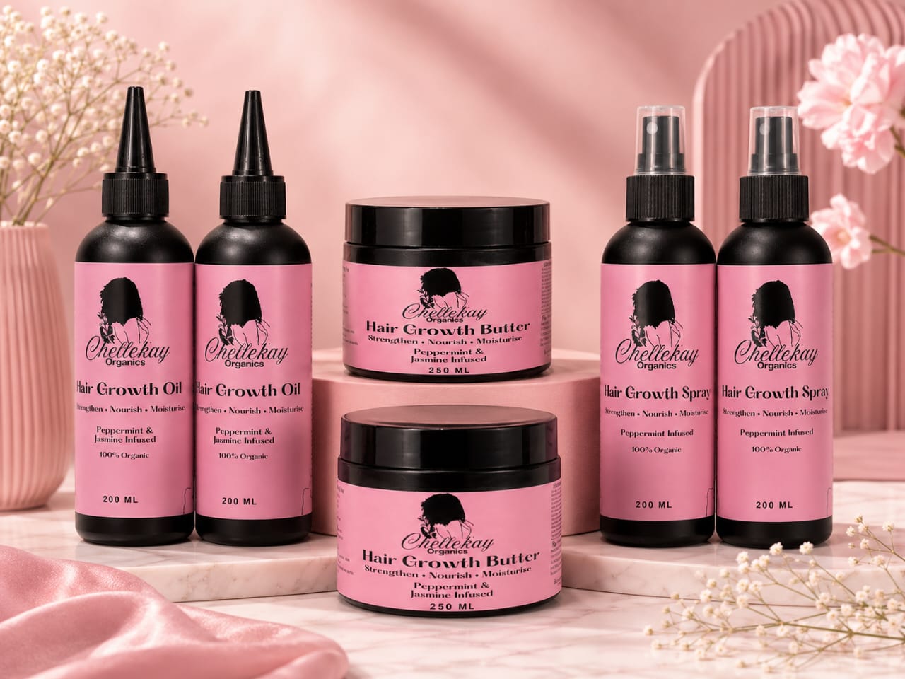 The Chellekay Organics haircare range